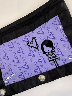 4”X10”Black Locker Organizer Pouch Zip Pocket Grommet School Storage Bag